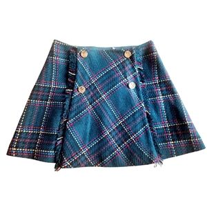ABEL & Lula Kids' Girls Tartan Green Holiday Party Mini Skirt Plaid Wool Sz 10